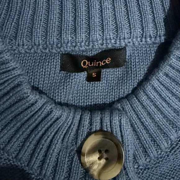 Quince 100% Organic Cotton Cropped Cardigan Size S Blue-Gray - Picture 3 of 8